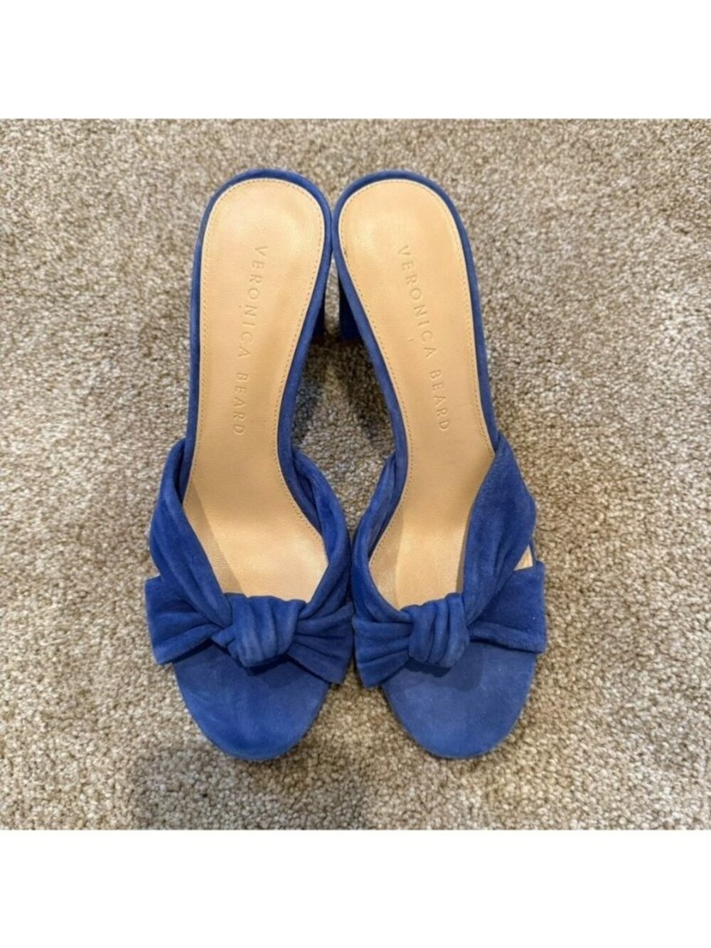 Veronica Beard Blue Suede Leather Heeled Sandals Size 6.5